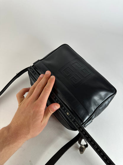 Vintage Givenchy 4G Smooth Leather Crossbody Shoulder Bag Black