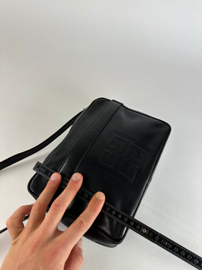 Vintage Givenchy 4G Smooth Leather Crossbody Shoulder Bag Black