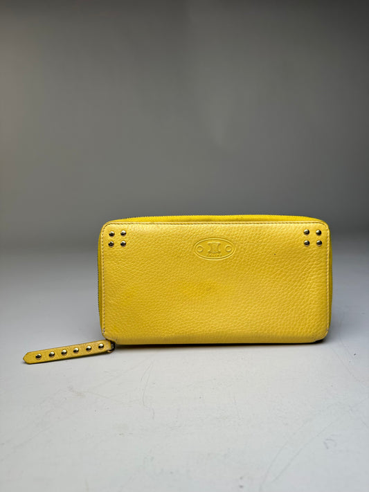 Vintage Celine Triomphe Grained Leather Pouch Taupe