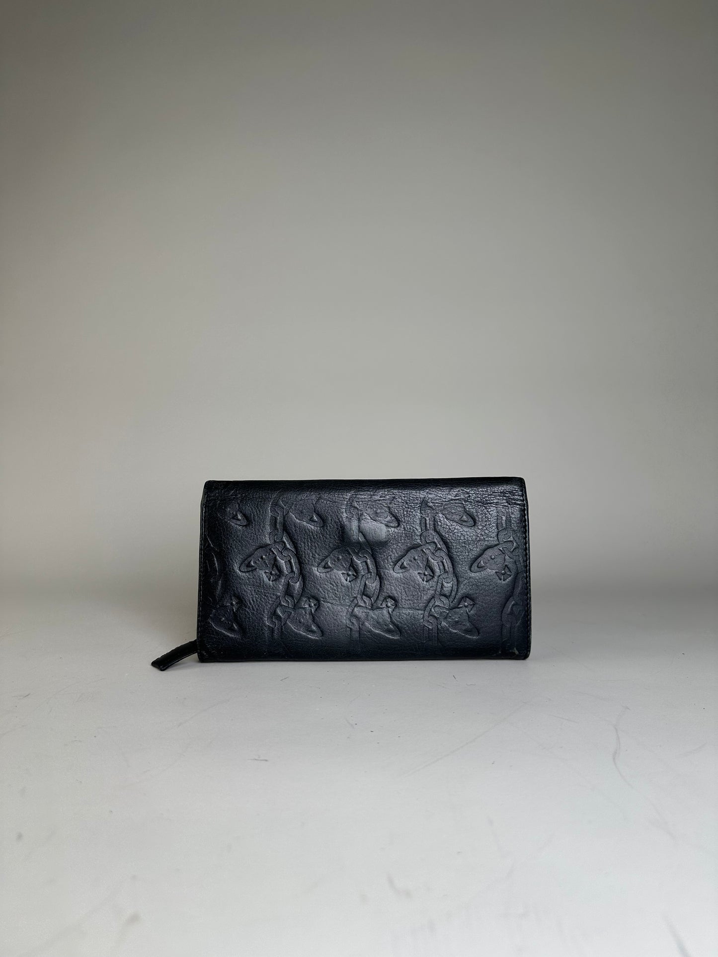 Vintage Vivienne Westwood Leather Wallet Black Silver