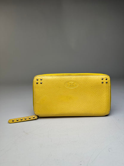 Vintage Celine Triomphe Grained Leather Pouch Taupe