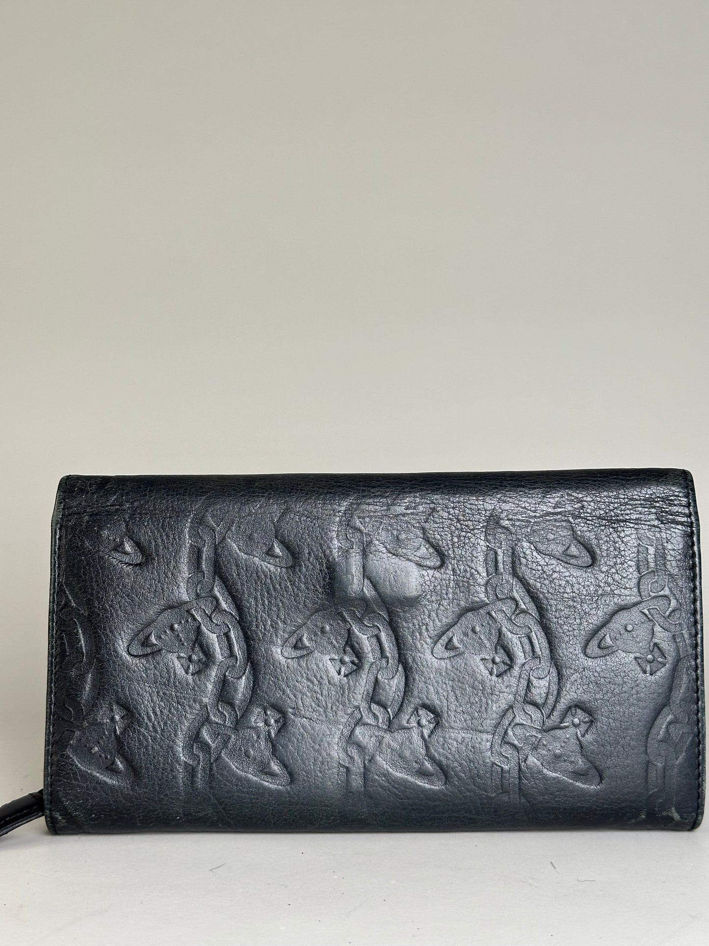 Vintage Vivienne Westwood Leather Wallet Black Silver