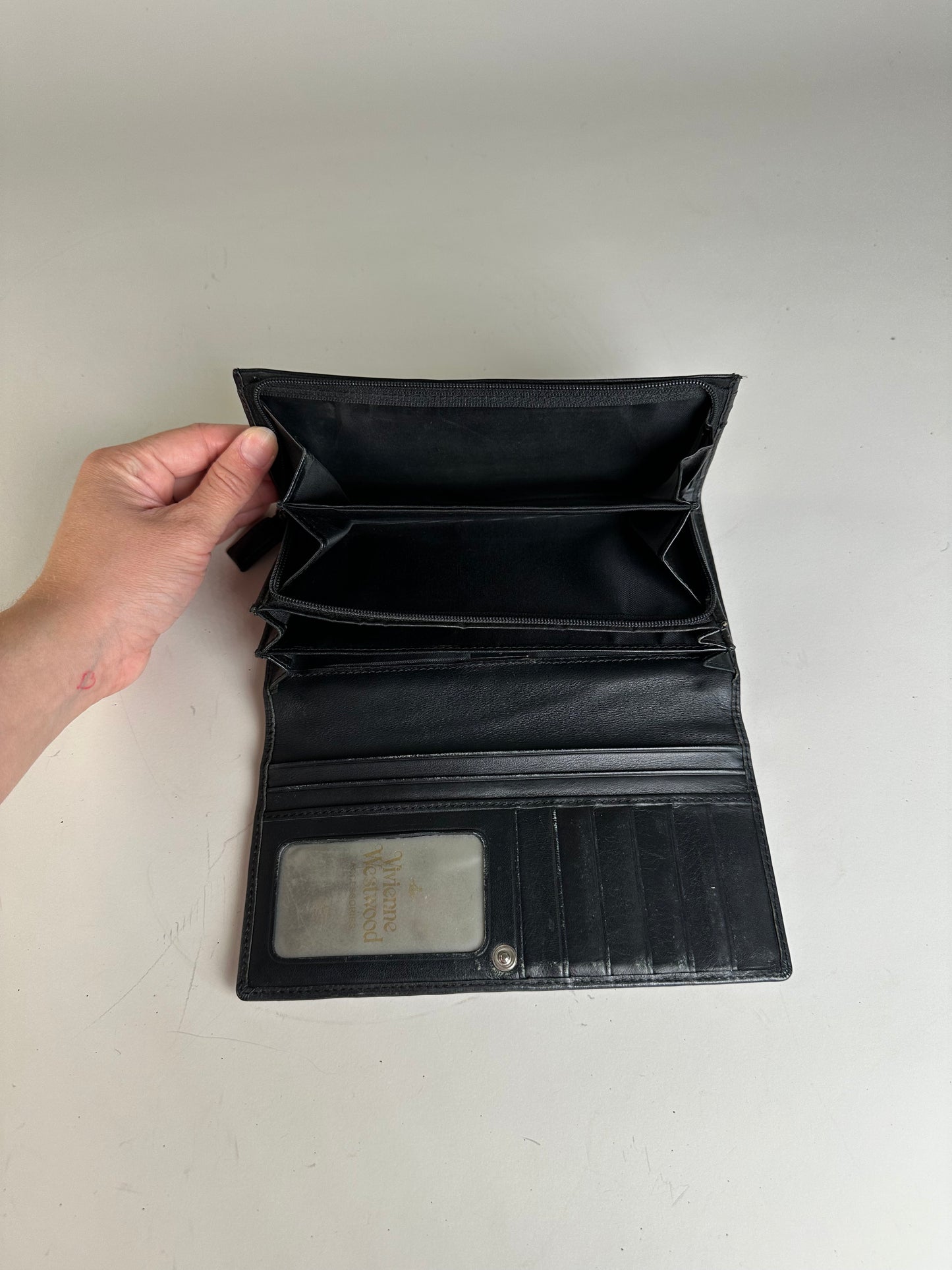 Vintage Vivienne Westwood Leather Wallet Black Silver