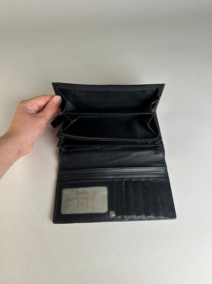 Vintage Vivienne Westwood Leather Wallet Black Silver