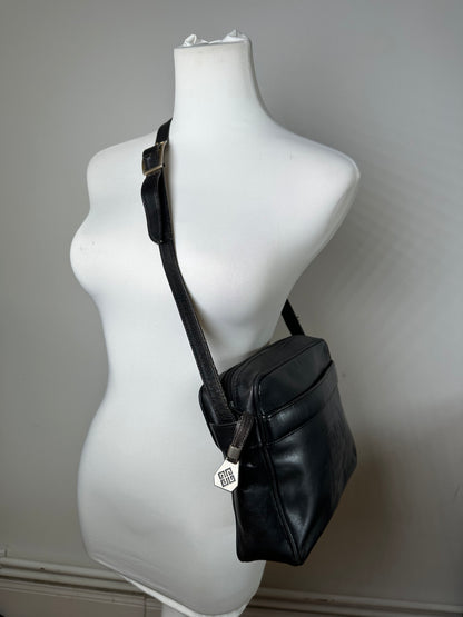 Vintage Givenchy 4G Smooth Leather Crossbody Shoulder Bag Black