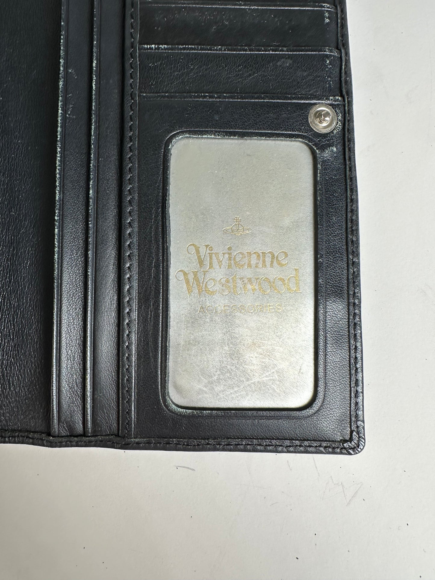 Vintage Vivienne Westwood Leather Wallet Black Silver