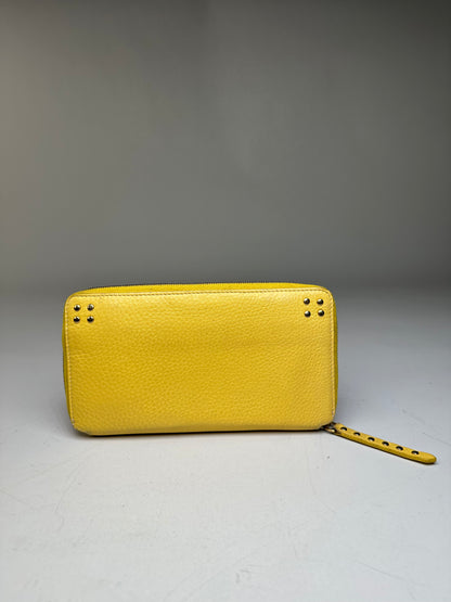 Vintage Celine Triomphe Grained Leather Pouch Taupe
