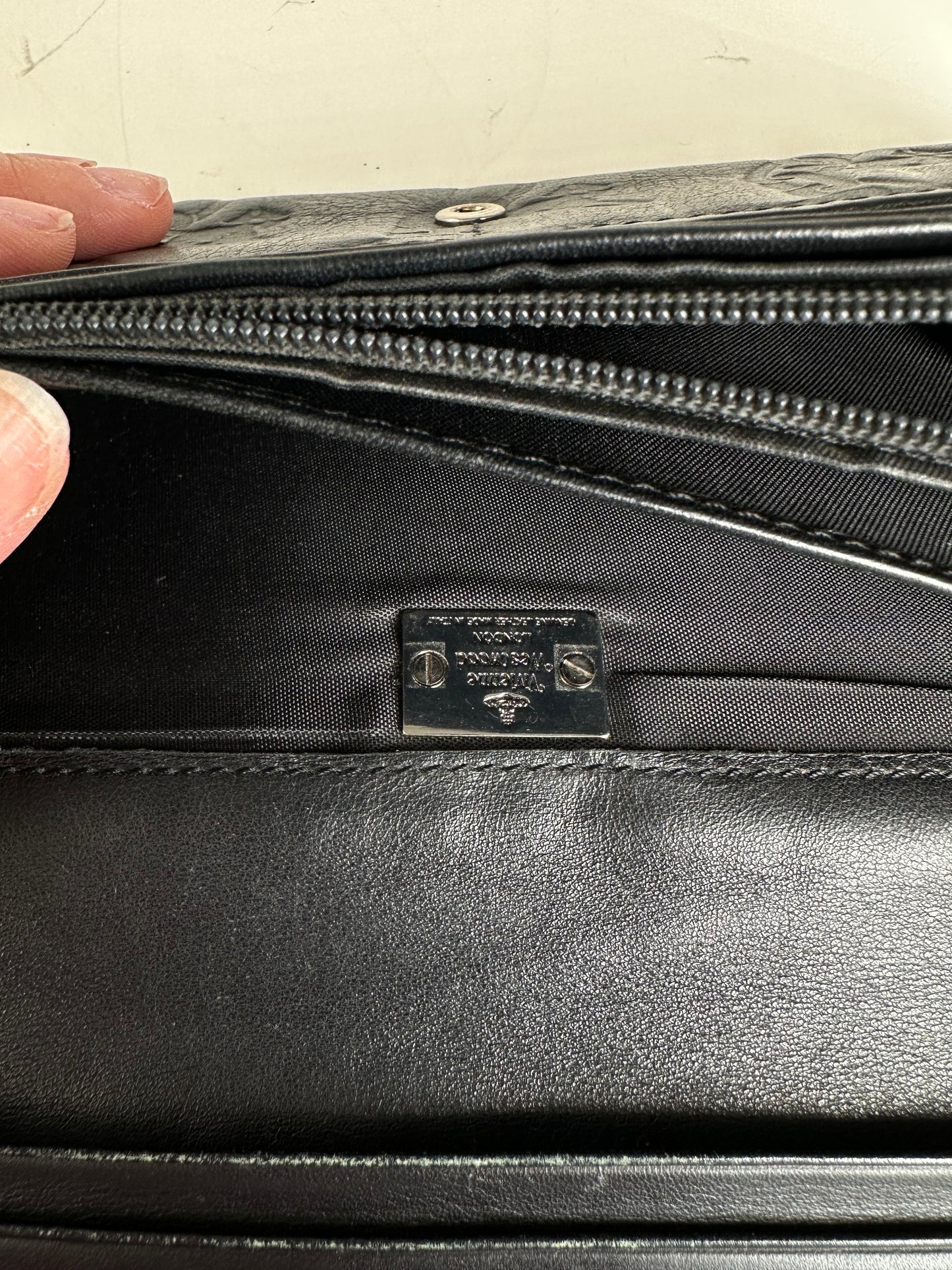 Vintage Vivienne Westwood Leather Wallet Black Silver