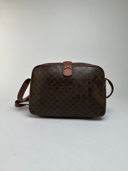 Vintage Celine Macadam Canvas Structured Crossbody Late 1980s Brown