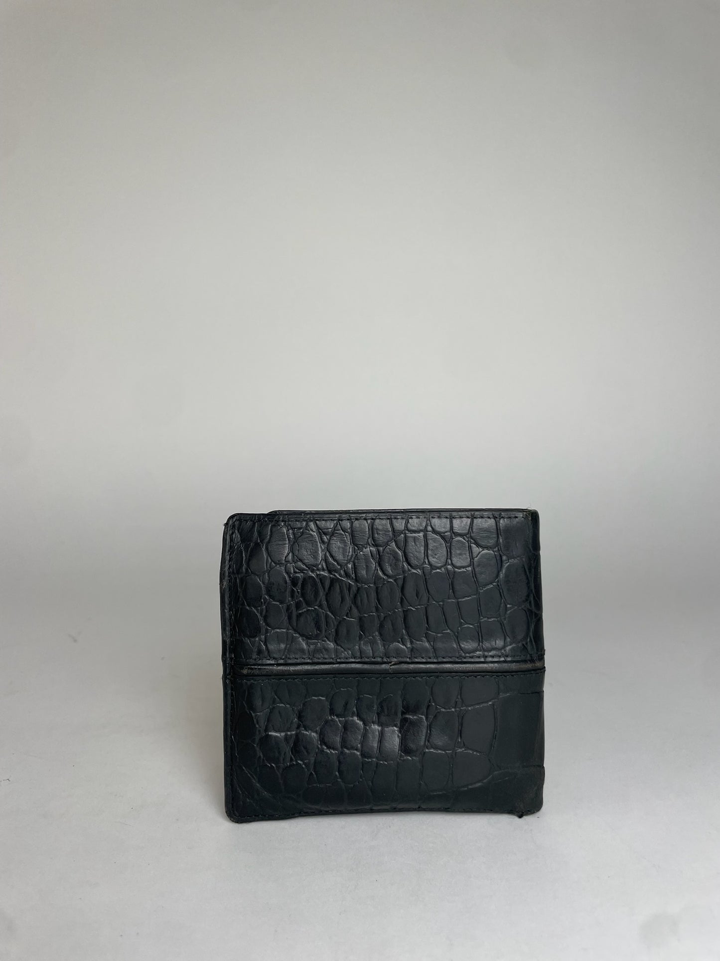 Vintage Gianni Versace Crocodile Emblossed Leather Wallet Black