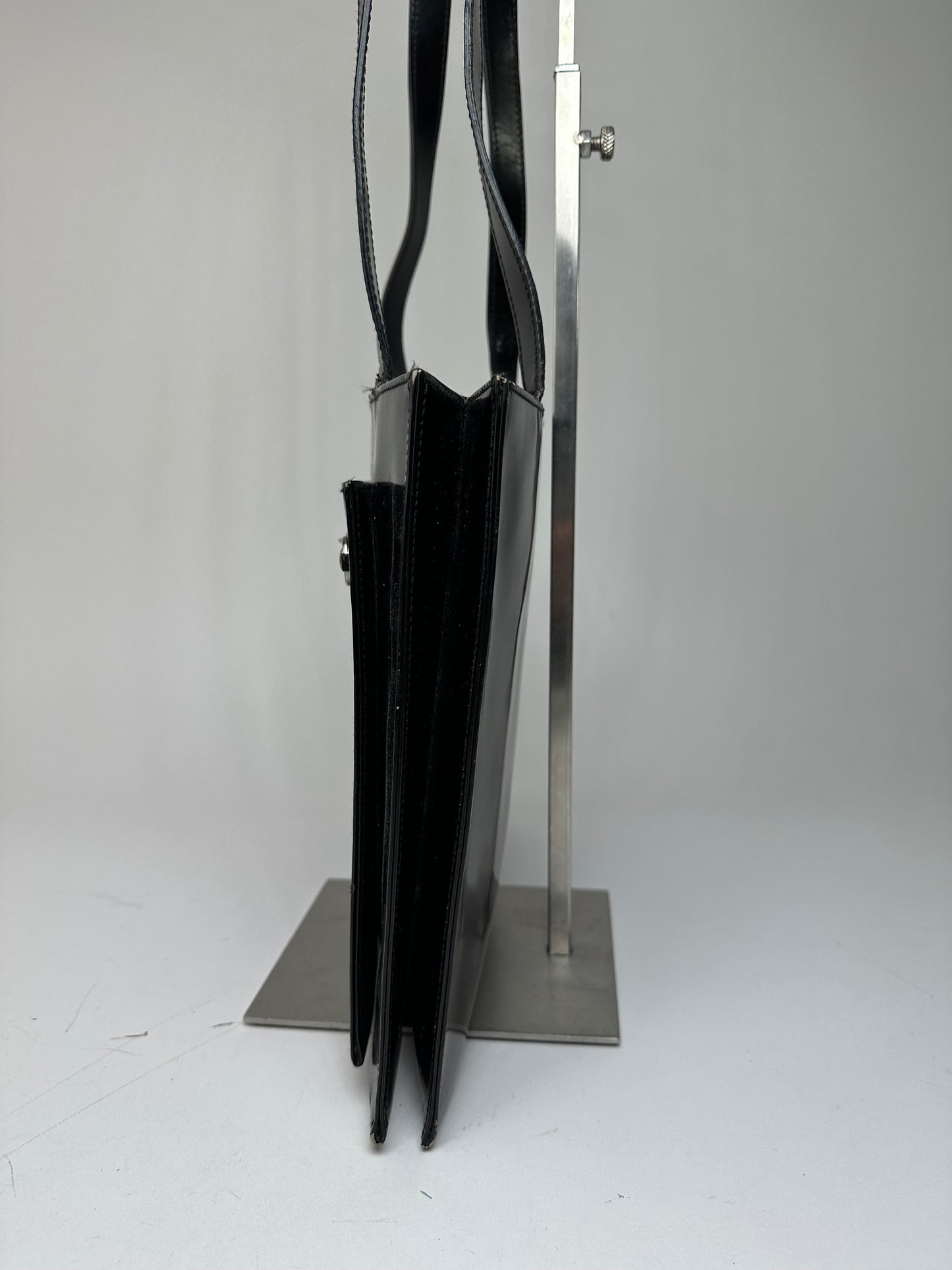 Vintage Gucci Horsebit 1955 Patent Leather Bag Black