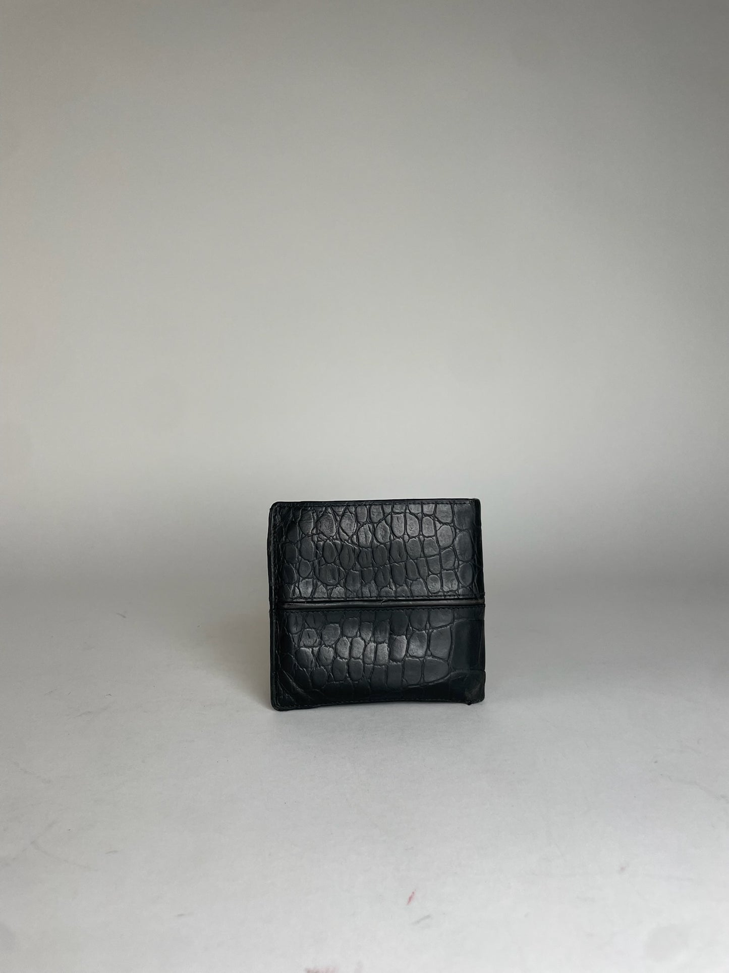 Vintage Gianni Versace Crocodile Emblossed Leather Wallet Black