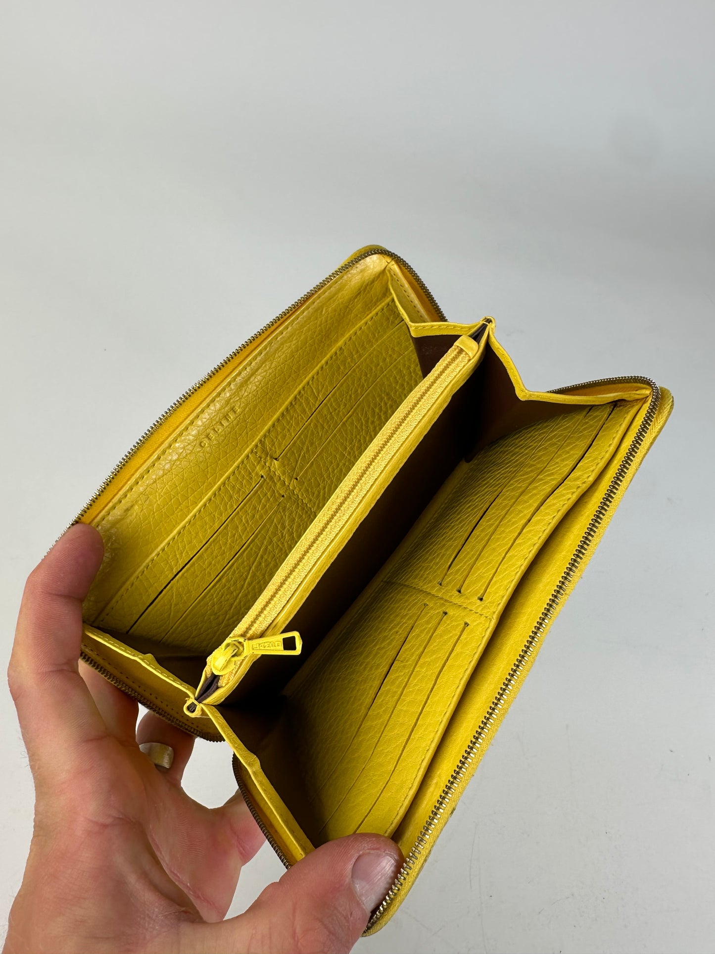 Vintage Celine Triomphe Grained Leather Pouch Taupe