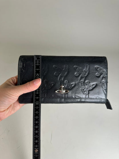 Vintage Vivienne Westwood Leather Wallet Black Silver