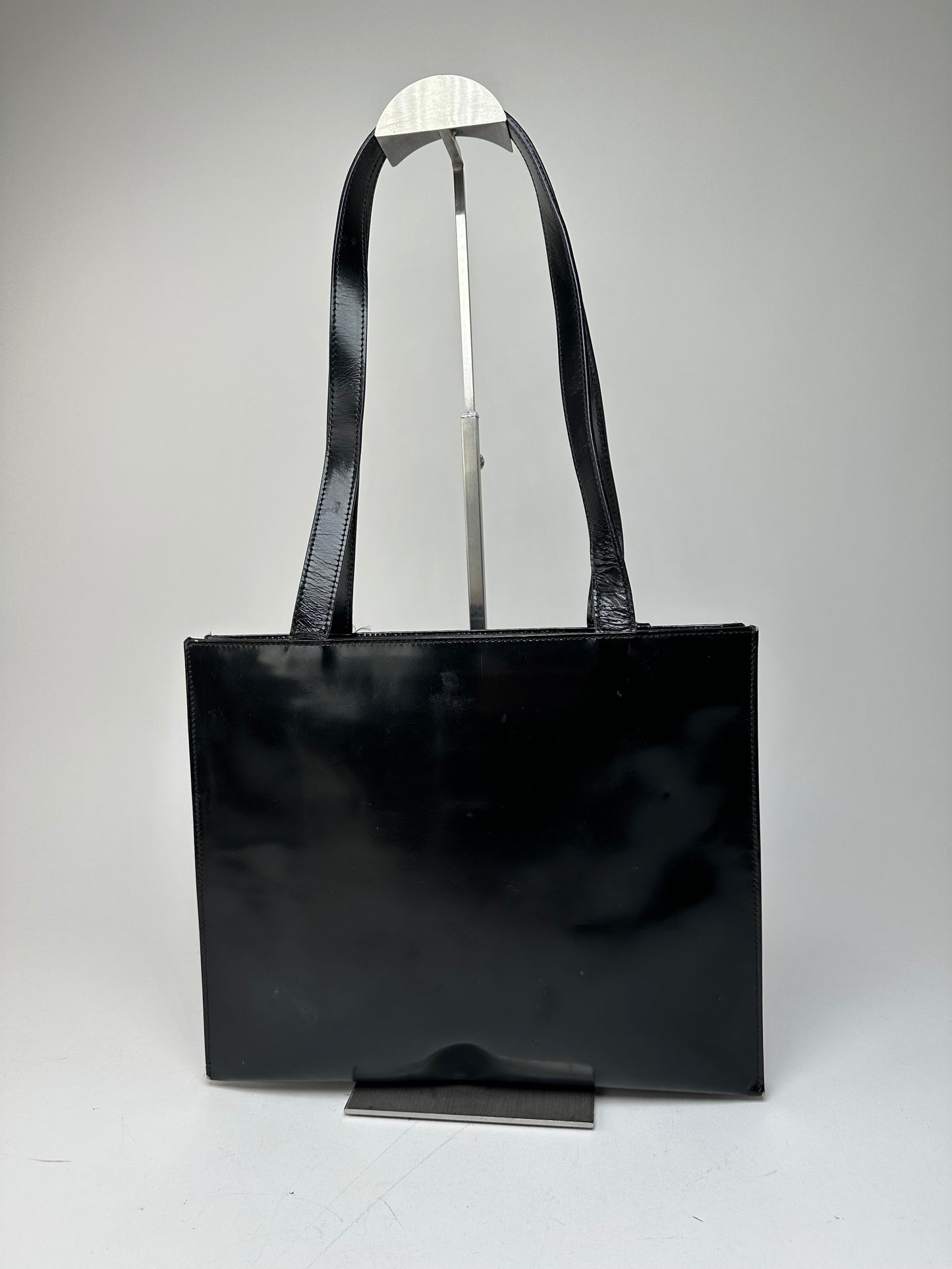 Vintage Gucci Horsebit 1955 Patent Leather Bag Black