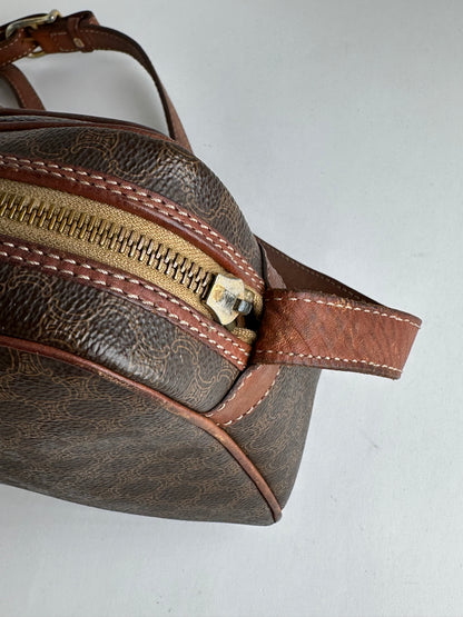 Vintage Celine Macadam Canvas Structured Crossbody Late 1980s Brown