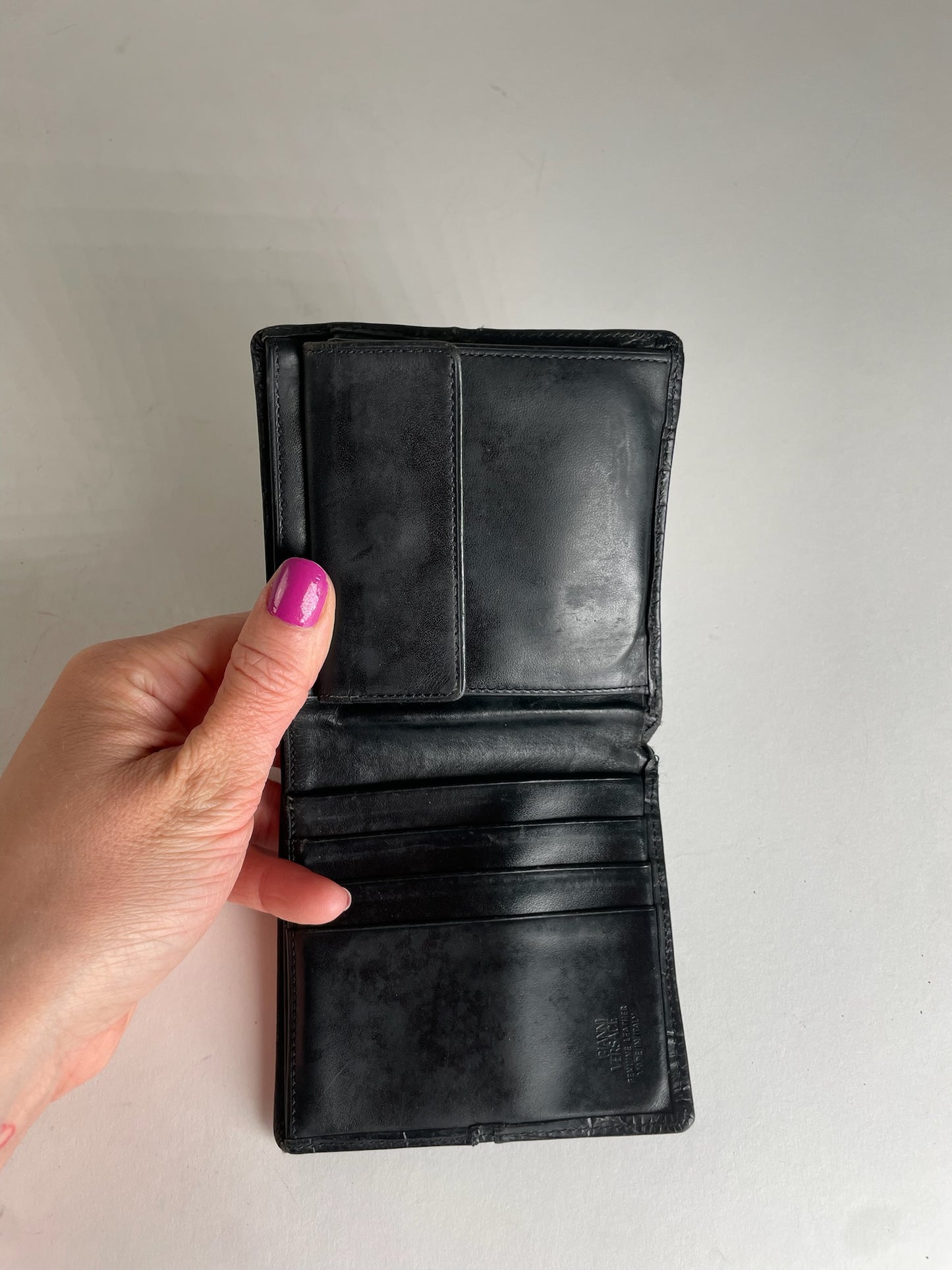 Vintage Gianni Versace Crocodile Emblossed Leather Wallet Black