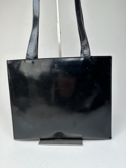 Vintage Gucci Horsebit 1955 Patent Leather Bag Black