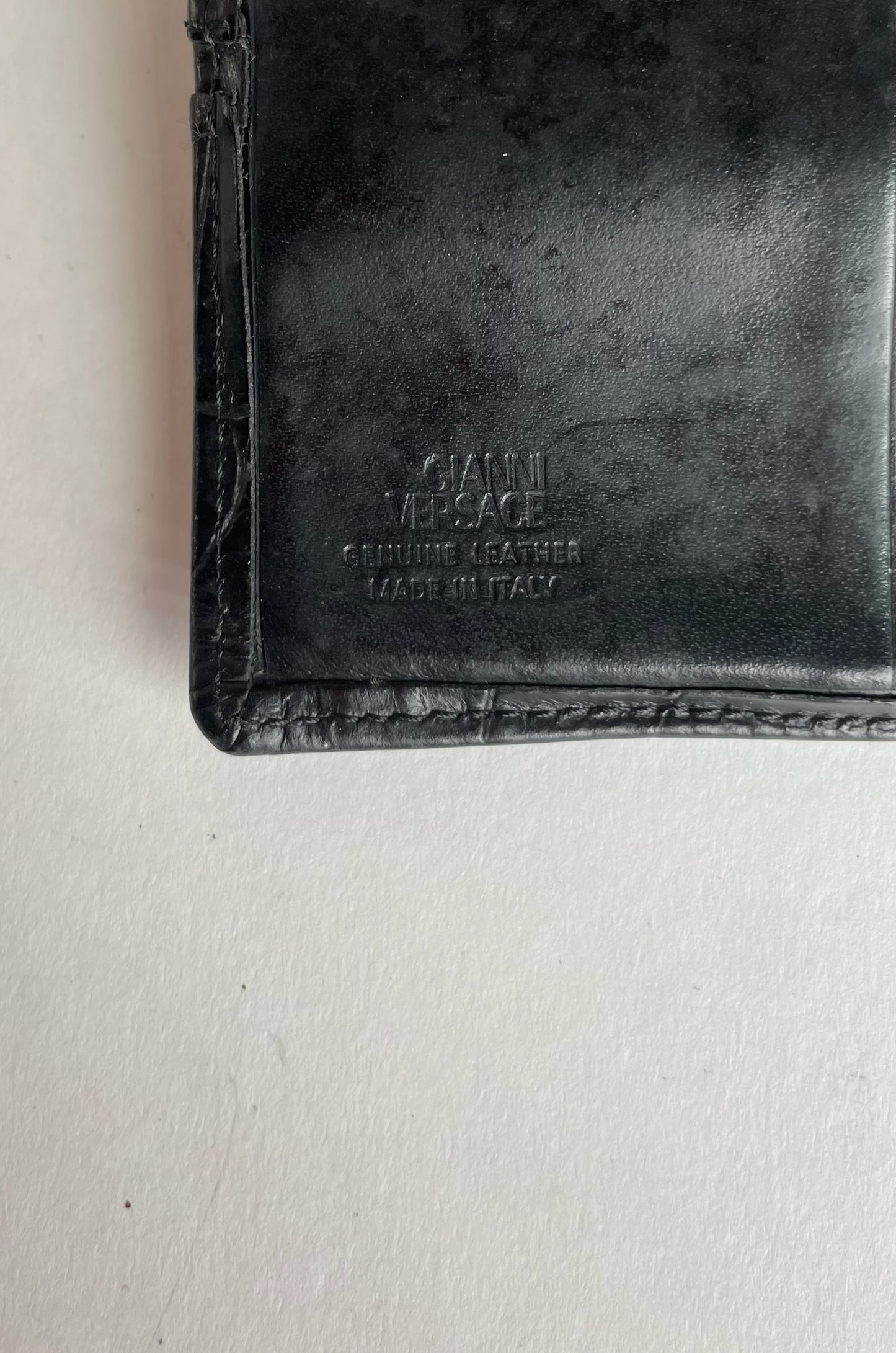 Vintage Gianni Versace Crocodile Emblossed Leather Wallet Black