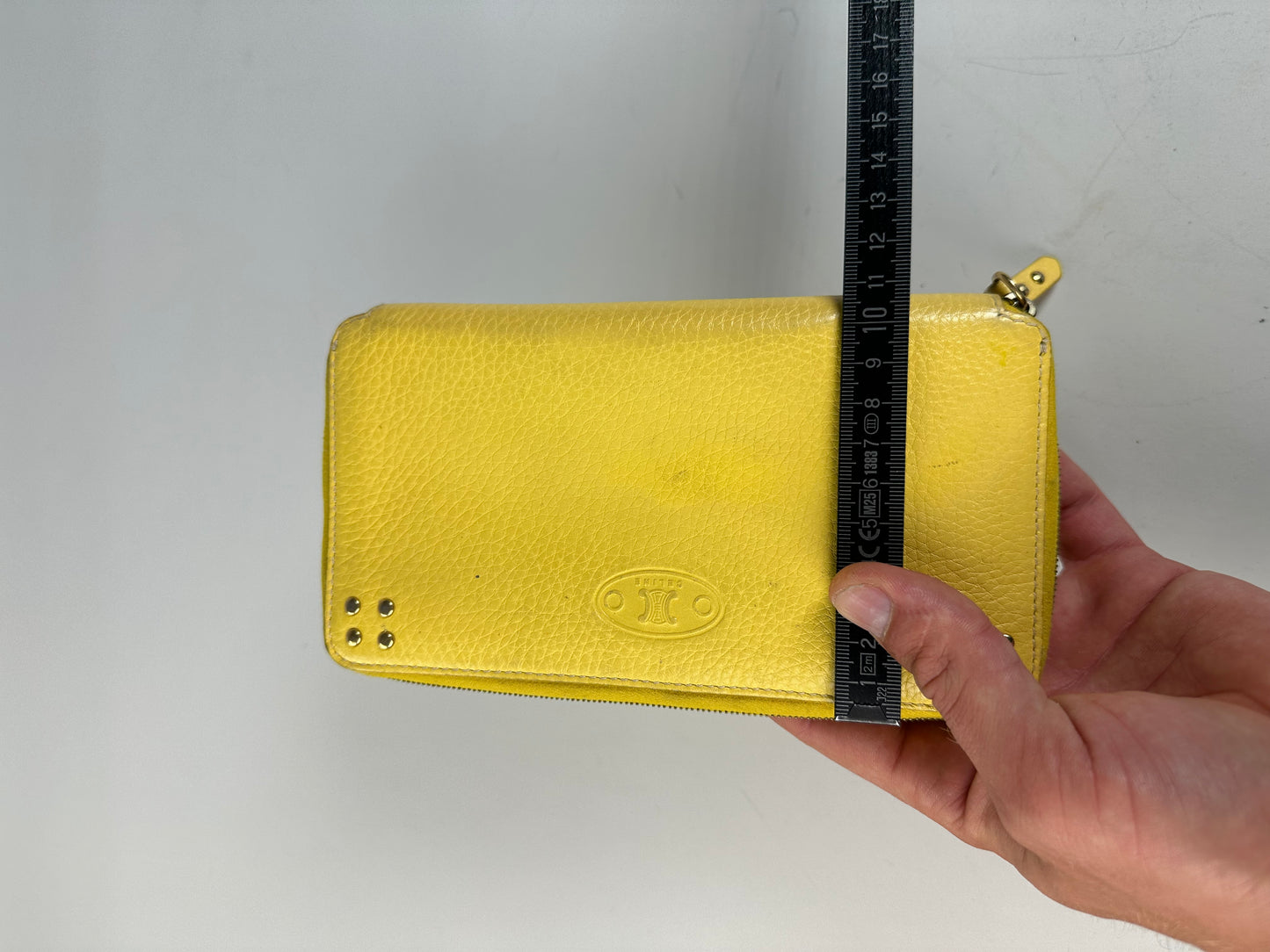 Vintage Celine Triomphe Grained Leather Pouch Taupe
