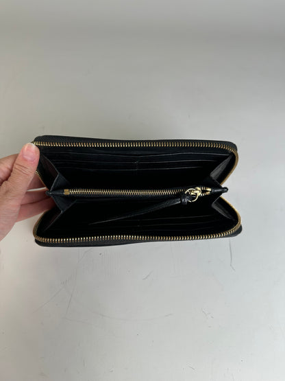 Vintage Chloe Leather Zip Wallet Black Gold
