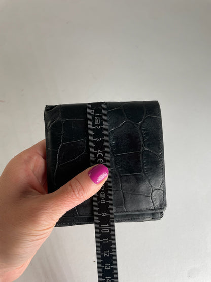 Vintage Gianni Versace Crocodile Emblossed Leather Wallet Black