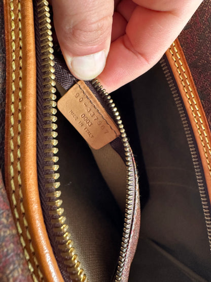 Vintage Etro Paisley Coated Canvas Leather Keepall Boston Travel Bag 40 Brown