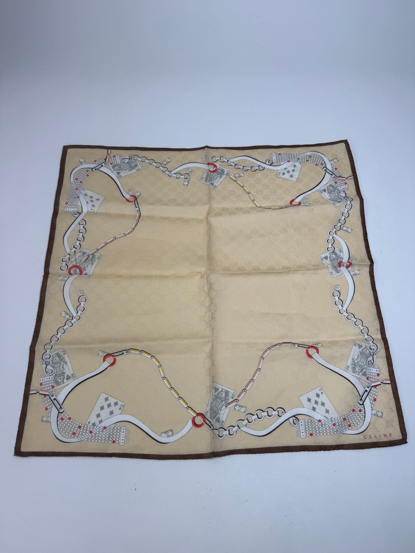 Vintage Celine monogram Scarf White gold
