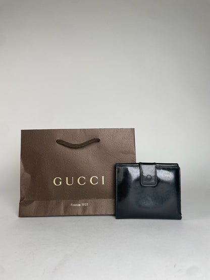 Vintage Gucci Horsebit Patent Leather Wallet Black