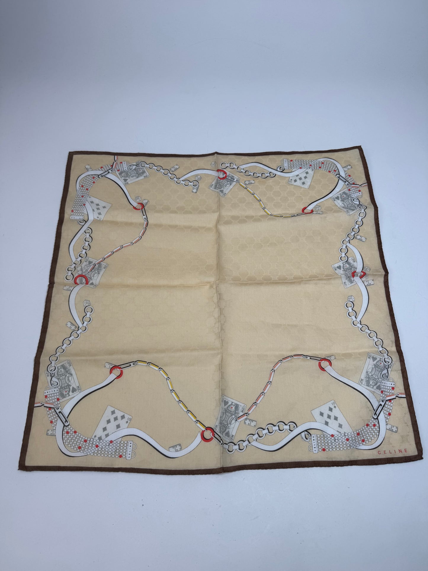 Vintage Celine monogram Scarf White gold