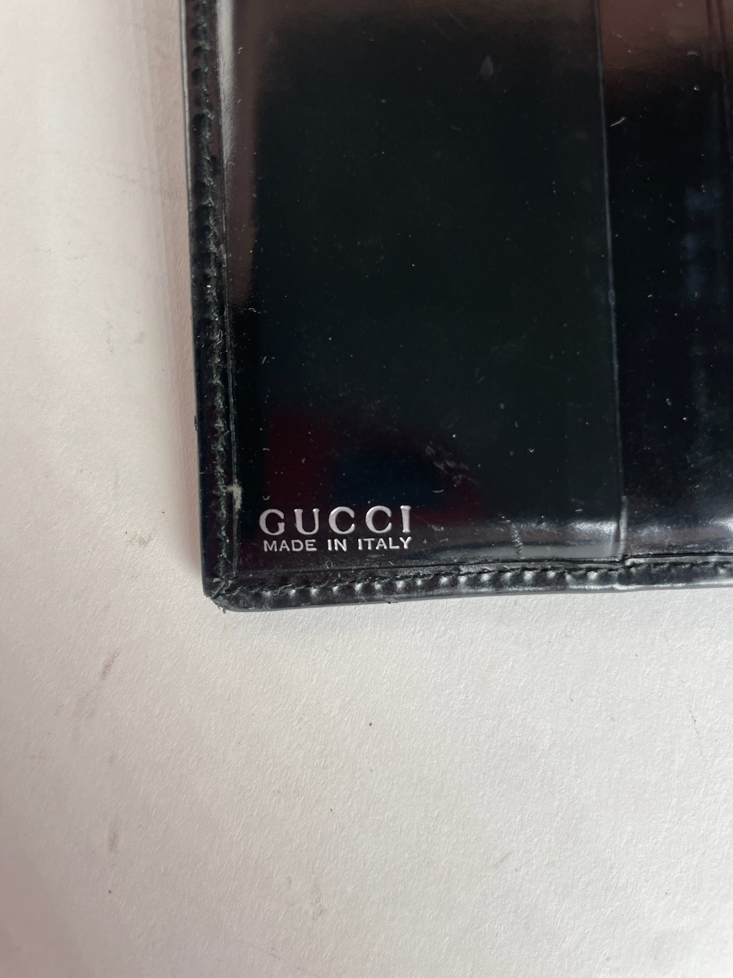 Vintage Gucci Horsebit Patent Leather Wallet Black