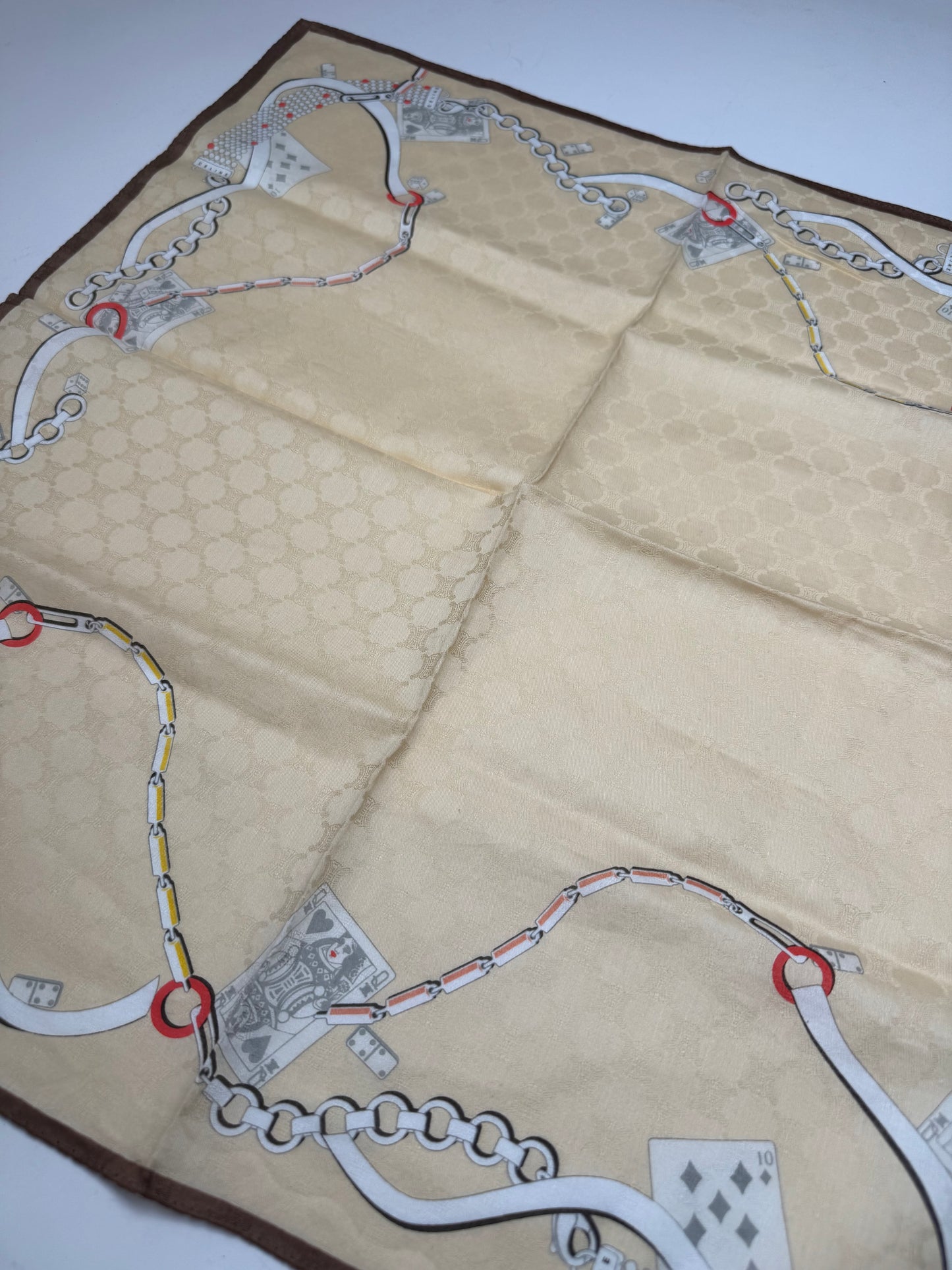 Vintage Celine monogram Scarf White gold