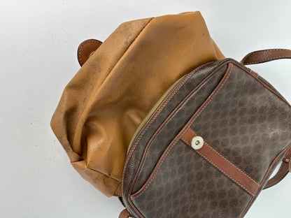 Vintage Celine Macadam Canvas Structured Crossbody Late 1980s Brown