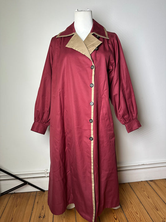 Vintage Saint Laurent Silk Blend Trench Coat Burgundy Beige M