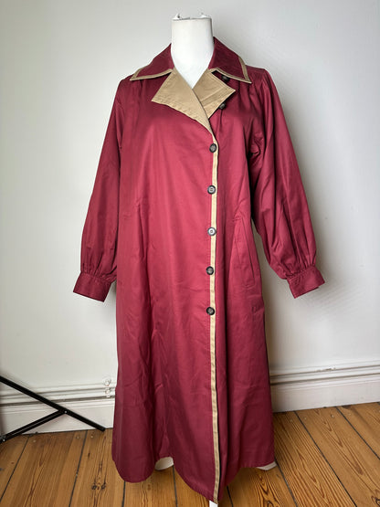 Vintage Saint Laurent Silk Blend Trench Coat Burgundy Beige M
