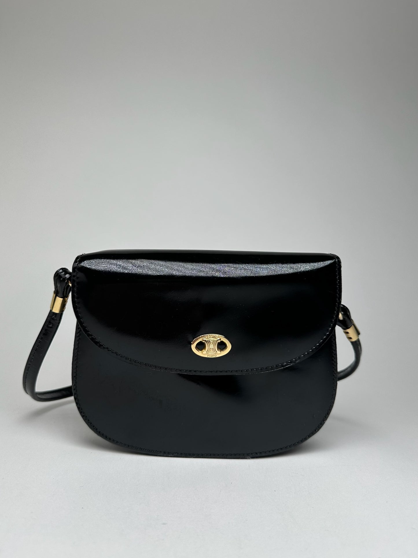 Vintage Celine Patent Leather Shoulder bag black