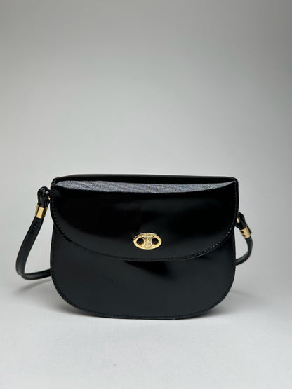 Vintage Celine Patent Leather Shoulder bag black