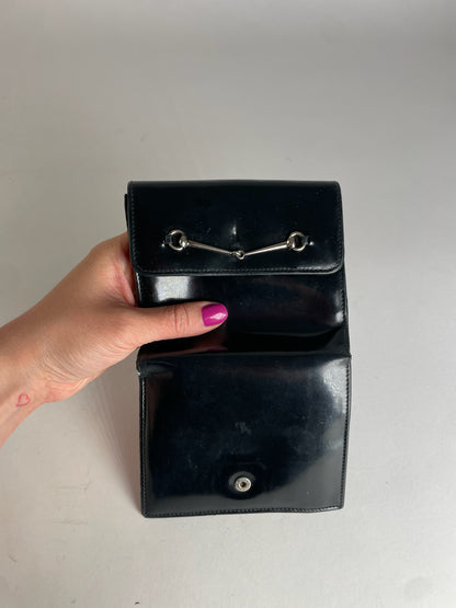 Vintage Gucci Horsebit Patent Leather Wallet Black