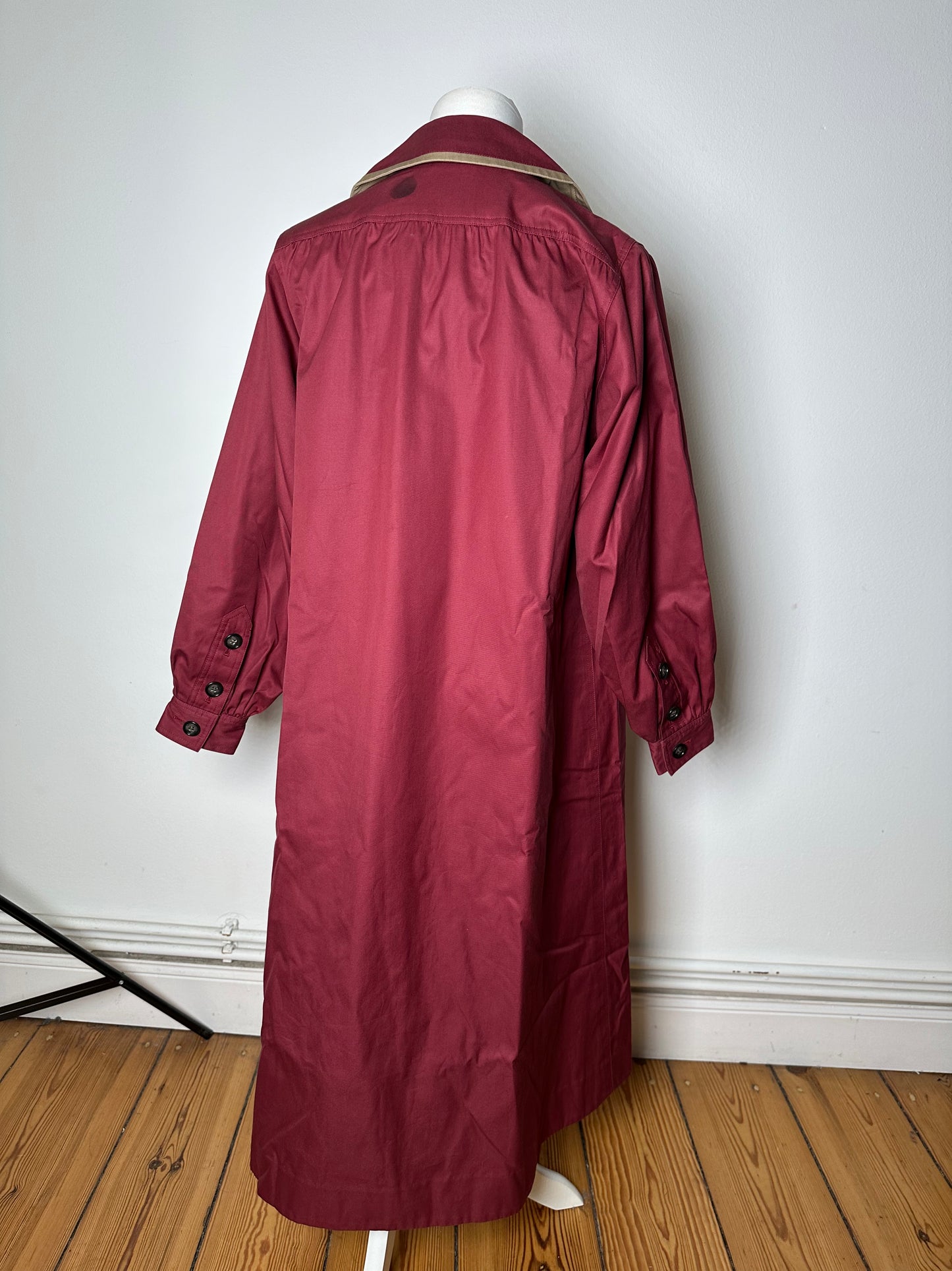 Vintage Saint Laurent Silk Blend Trench Coat Burgundy Beige M