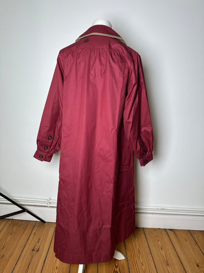 Vintage Saint Laurent Silk Blend Trench Coat Burgundy Beige M