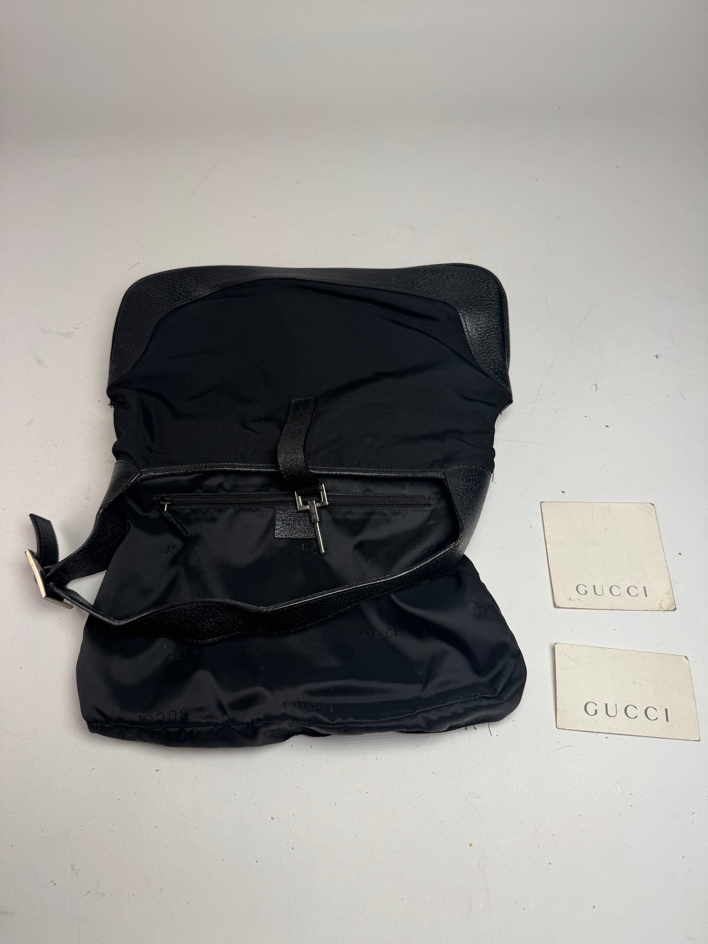 Vintage Gucci Jackie Canvas Leather Bag Black