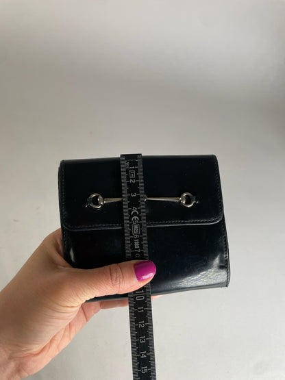Vintage Gucci Horsebit Patent Leather Wallet Black