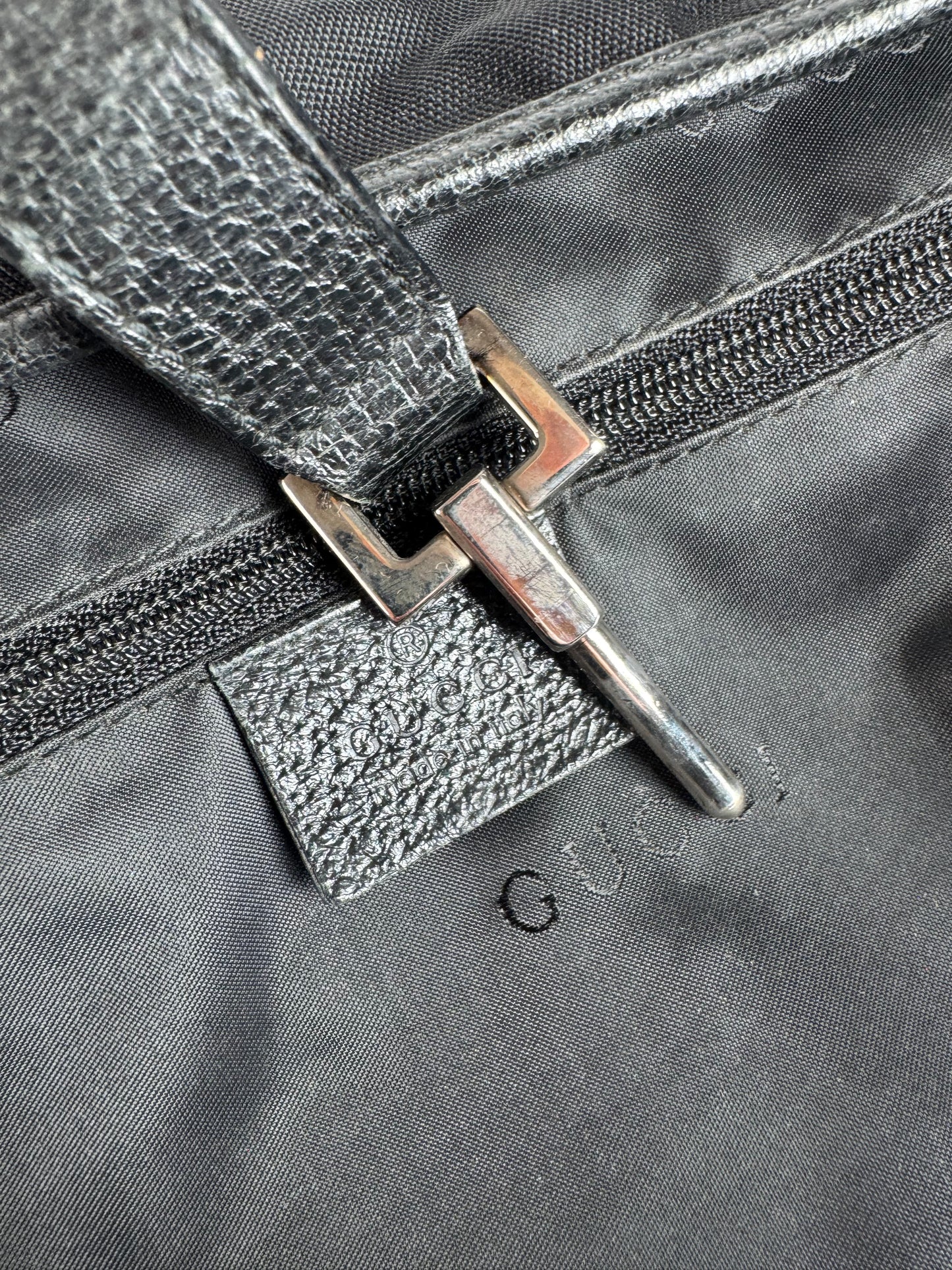 Vintage Gucci Jackie Canvas Leather Bag Black