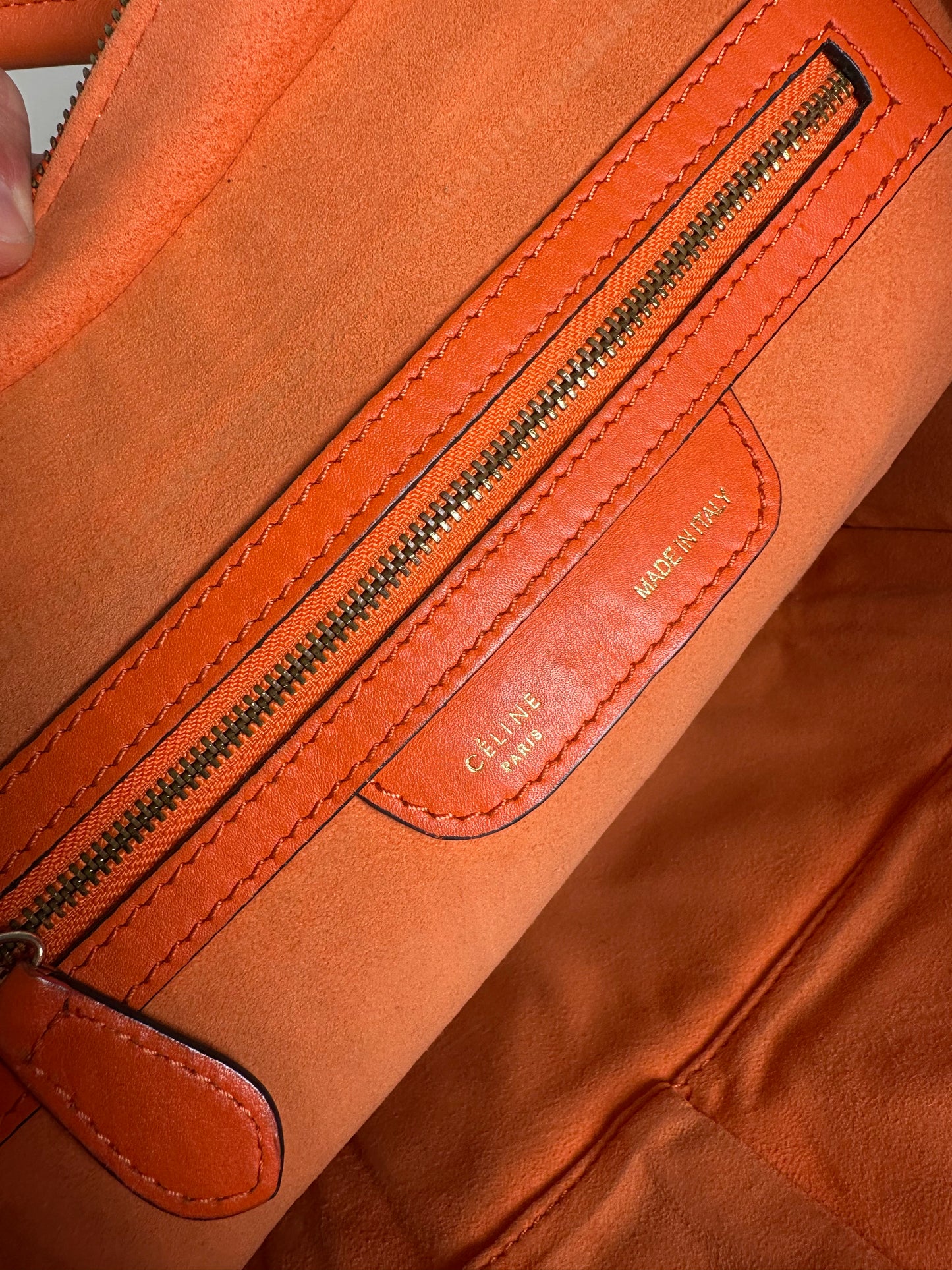 Vintage Celine Smooth Leather Tote Orange Gold