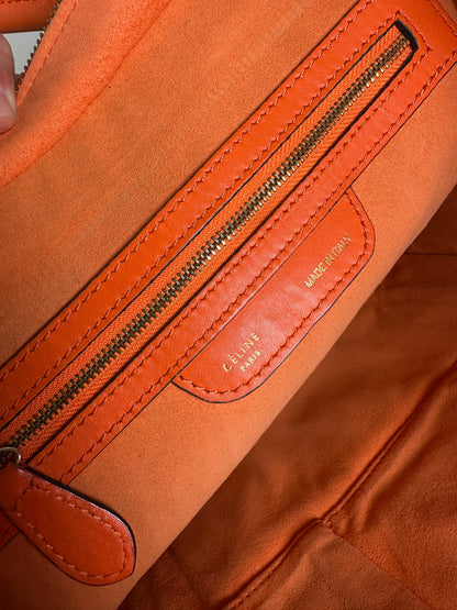 Vintage Celine Smooth Leather Tote Orange Gold