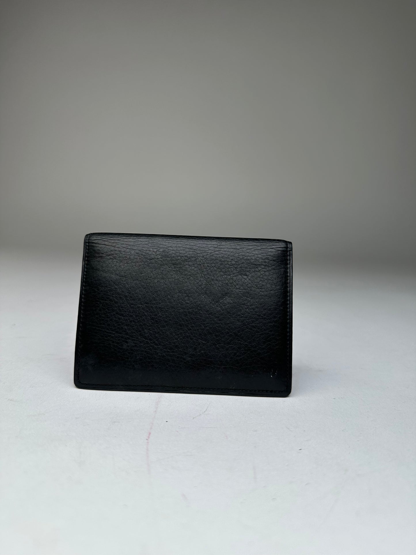 Vintage Yves Saint Laurent Grained Leather Bifold Card Holder Black