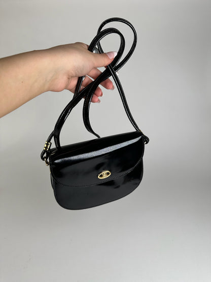 Vintage Celine Patent Leather Shoulder bag black