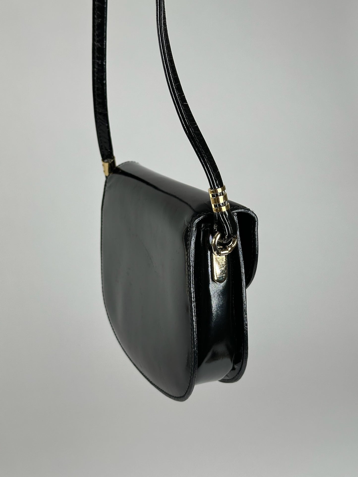 Vintage Celine Patent Leather Shoulder bag black