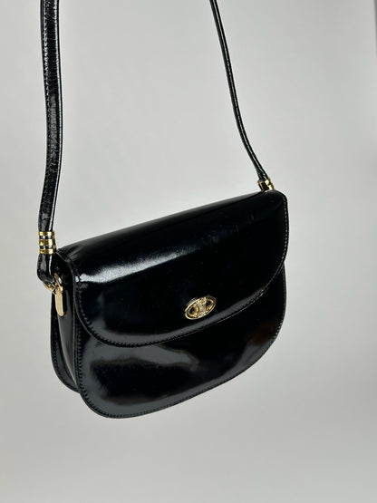 Vintage Celine Patent Leather Shoulder bag black
