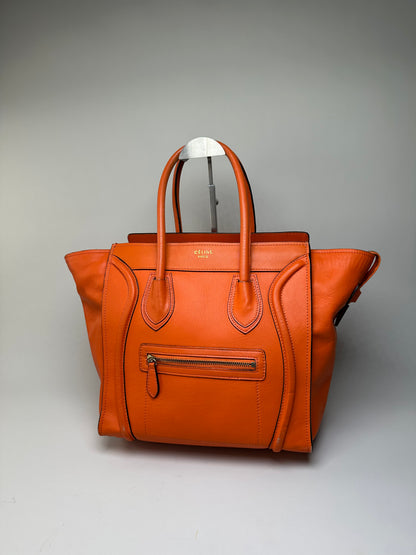 Vintage Celine Smooth Leather Tote Orange Gold